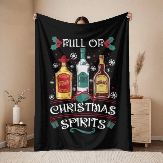Christmas Tequila Vodka Whisky Lover Throw Blankets