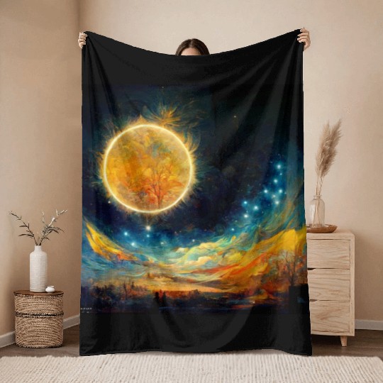 Full moon and Sun Throw Blankets