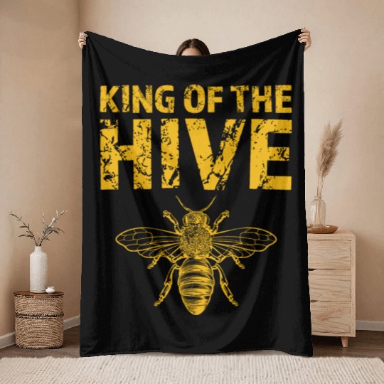 King Of The Hive - Funny Beekeeping - Lover Honey Throw Blankets