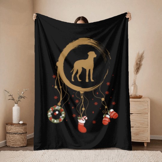 dog dreamcatcher Christmas Rhodesian Ridgeback Throw Blankets