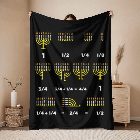 Hanukkah Math Fractions Menorah Chanukah Teacher Throw Blankets