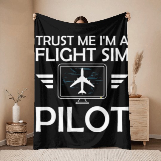 Flight Simulator Pilot Four Engine Jet Aircraft Av Throw Blankets