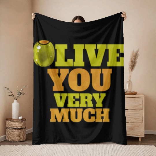 Olive I love You Very Much - Love Veggies Throw Blankets