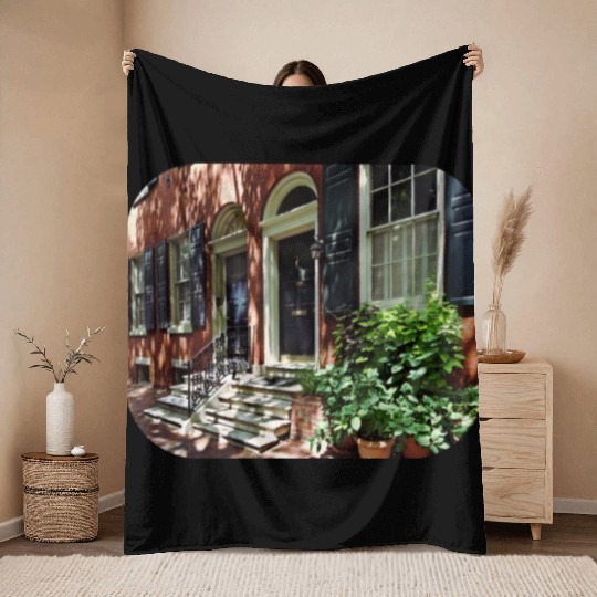 Philadelphia PA - Street in Society Hill Throw Blankets