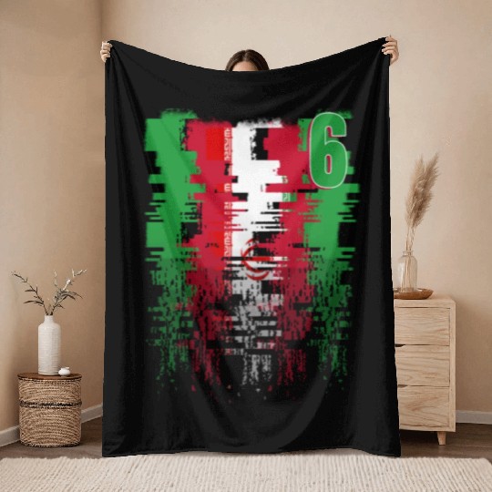 Iran Soccer team Jerseys Iran team 2022 number 6 Throw Blankets