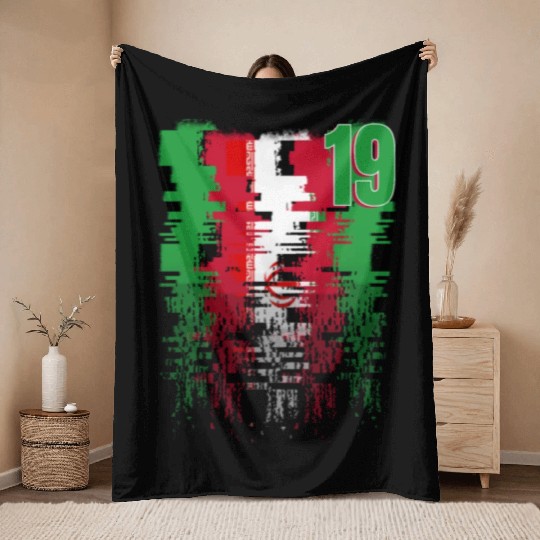 Iran Soccer team Jerseys Iran team 2022 number 19 Throw Blankets