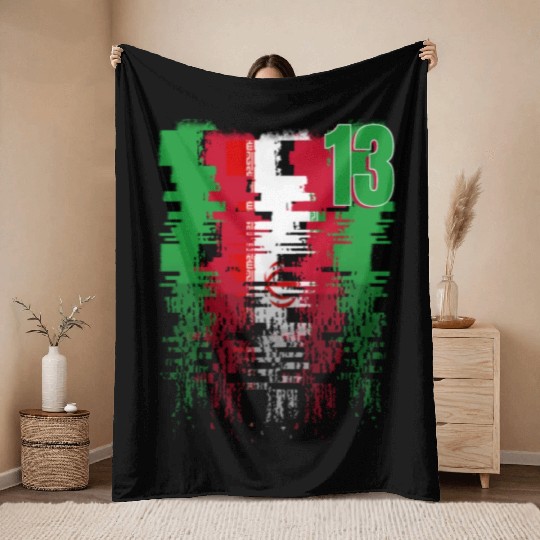 Iran Soccer team Jerseys Iran team 2022 number 13 Throw Blankets
