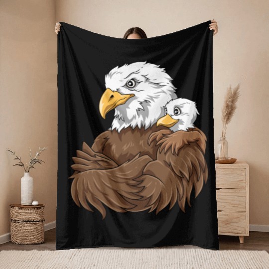 Strong Eagle with Eagle Kid for a Eagle lovers Throw Blankets