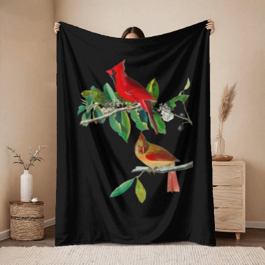 Cardinal Grosbeak from Birds of America Throw Blankets