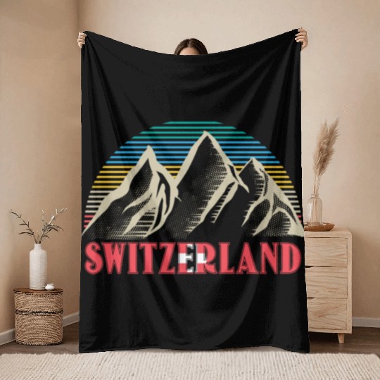 Switzerland Mountains Gift Idea Throw Blankets