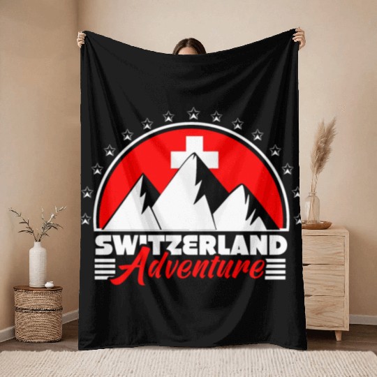 Switzerland Matterhorn Flag Gift Idea Throw Blankets