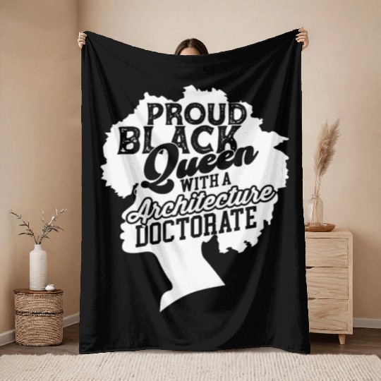 Black Queen With Architecture Doctorate Phd Throw Blankets