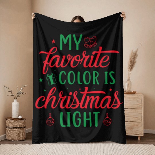 My favorite color is christmas lights, Funny gift Throw Blankets