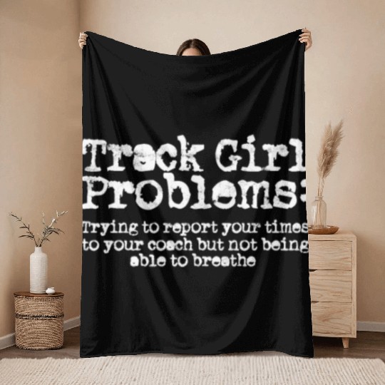Track And Field Girl Athelitcs Running Sport Run Throw Blankets