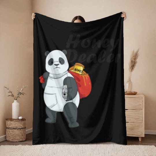 Honey Dealer Farmer Beekeeper Bees Panda Throw Blankets