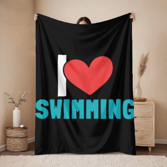 I Love Swimming Swimmer Swim Throw Blankets