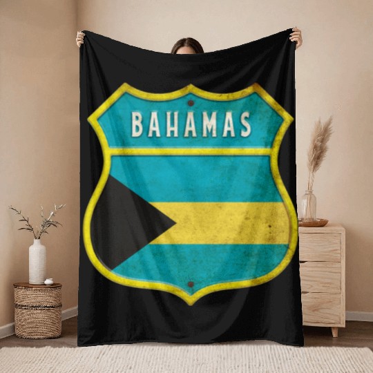 Bahamas coat of arms flag design Throw Blankets