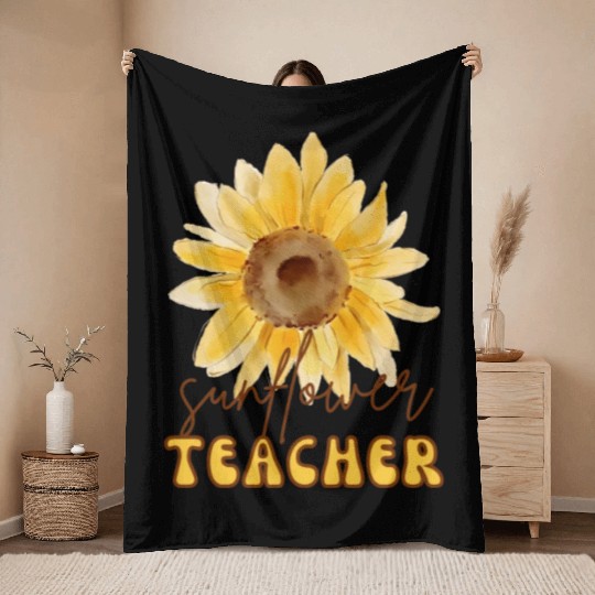 Sunflower Teacher Throw Blankets