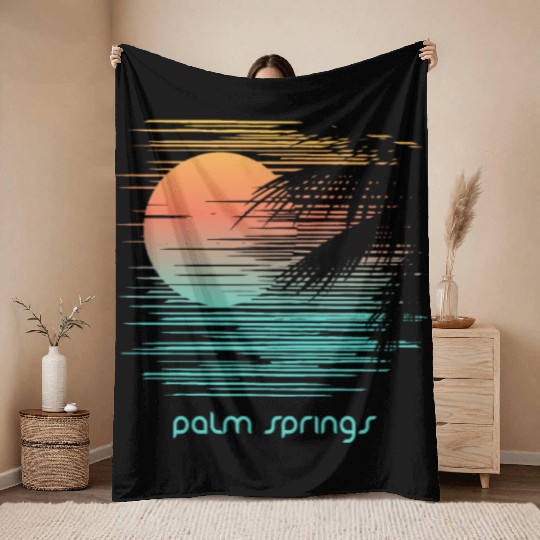 Artistic Palm Springs California Palm Tree Throw Blankets