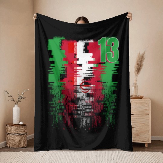 Iran Soccer team Jerseys Iran team 2022 number 13 Throw Blankets