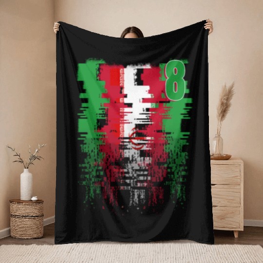 Iran Soccer team Jerseys Iran team 2022 number 8 Throw Blankets