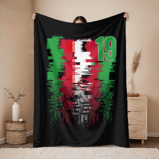 Iran Soccer team Jerseys Iran team 2022 number 19 Throw Blankets