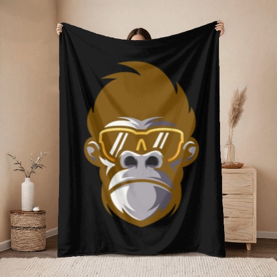 monkey face Throw Blankets