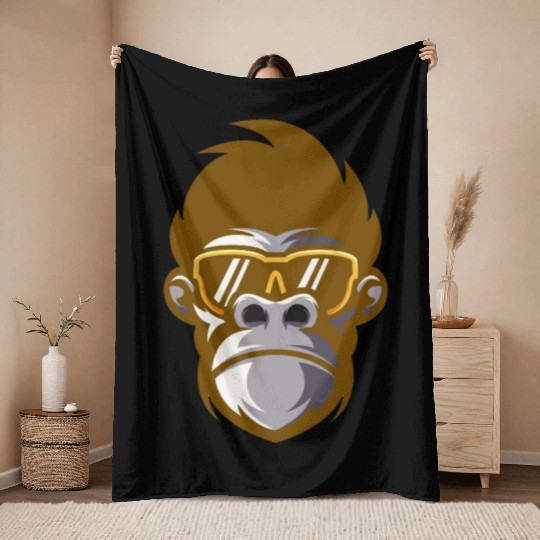 monkey face Throw Blankets
