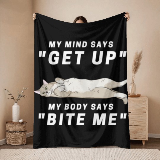 Funny Cat Lazy Throw Blankets