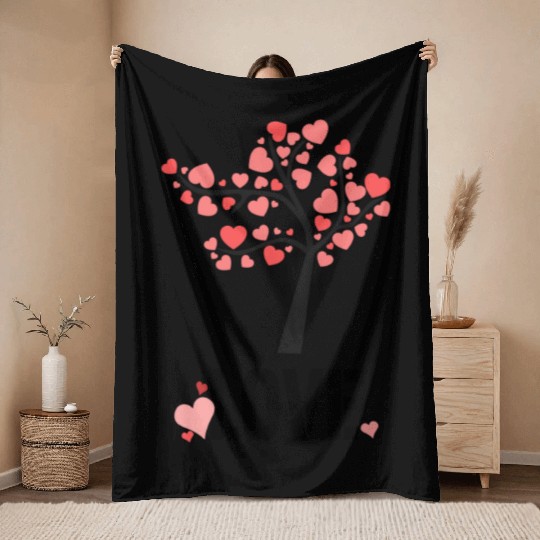 Valentine's Love Tree! Throw Blankets