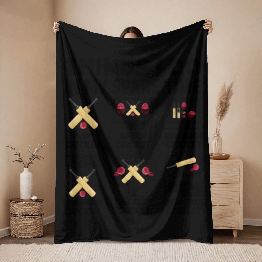 Things I Do In My Spare Time Cricket Funny Throw Blankets