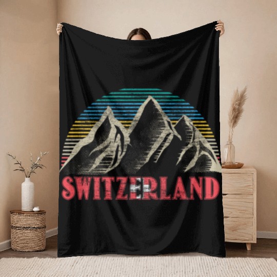 Switzerland Alps Flag Gift Idea Throw Blankets