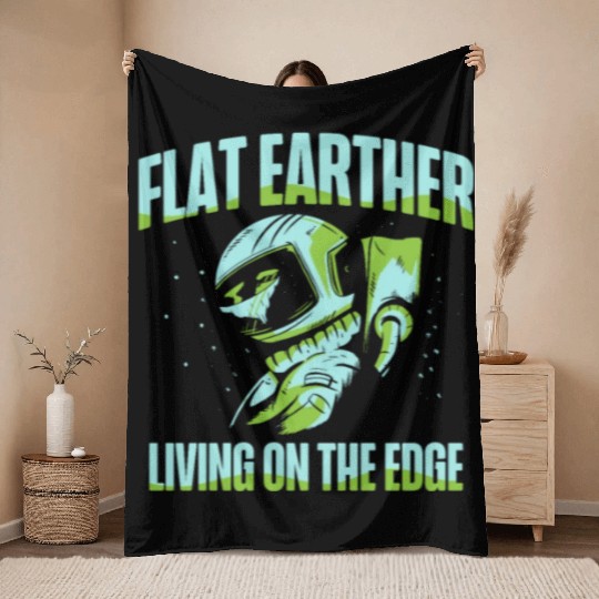 Flat Earther Living On The Edge Flat Earth Society Throw Blankets