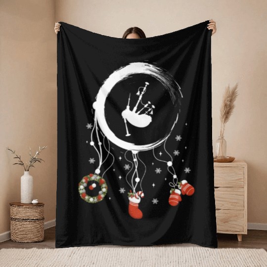 musical instrument dreamcatcher Christmas Bagpipe Throw Blankets