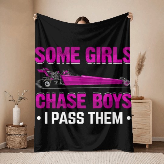 Dirt Track Racing Girls Funny Pun Race Dirt Racing Throw Blankets
