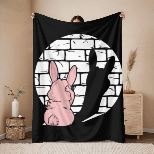Rock Sign Kawaii Bunny Metal Kid Music Heavy Rock Throw Blankets