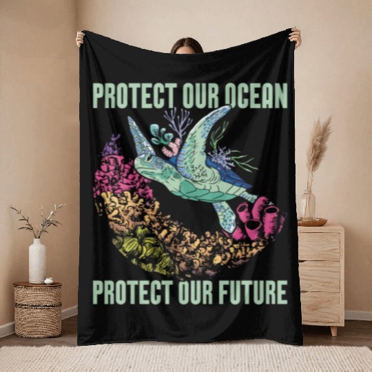 Marine Biology Protect Our Ocean Loves Marine Life Throw Blankets