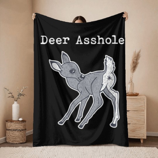 DEER ASSHOLE Throw Blankets