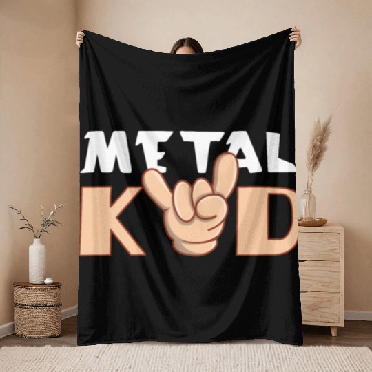 Rock Sign Rocker Hand Metal Kid Music Lover Throw Blankets