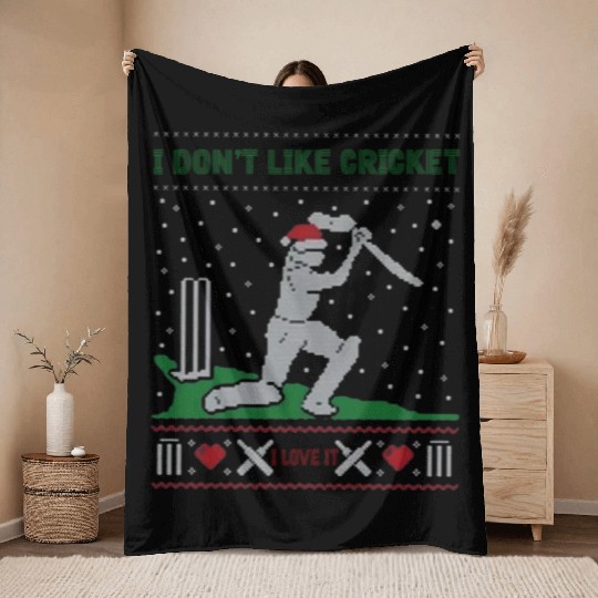 Cricket Is My Love:I Don’t Like Cricket I Love It Throw Blankets