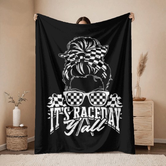 It's race day y'all - racer Throw Blankets