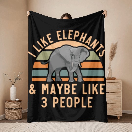 I Like Elephants And Maybe Like 3 People Zookeeper Throw Blankets