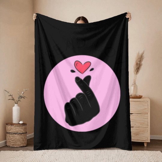 Korean heart symbol - Spread Love Intention Series Throw Blankets