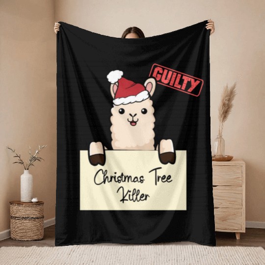 Llama christmas funny prison Throw Blankets