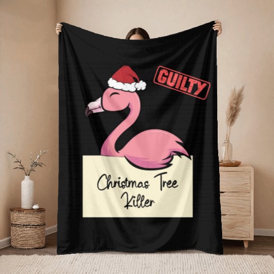 Flamingo christmas funny prison Throw Blankets