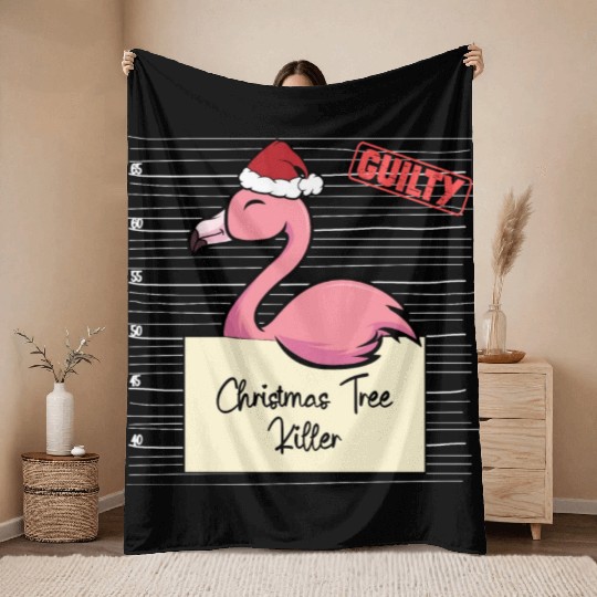 Flamingo christmas funny prison Throw Blankets