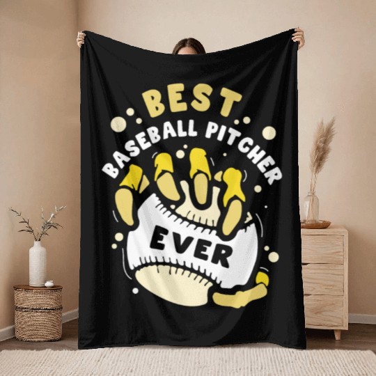 Best Baseball Pitcher Ever Hobby Player Sayings Throw Blankets