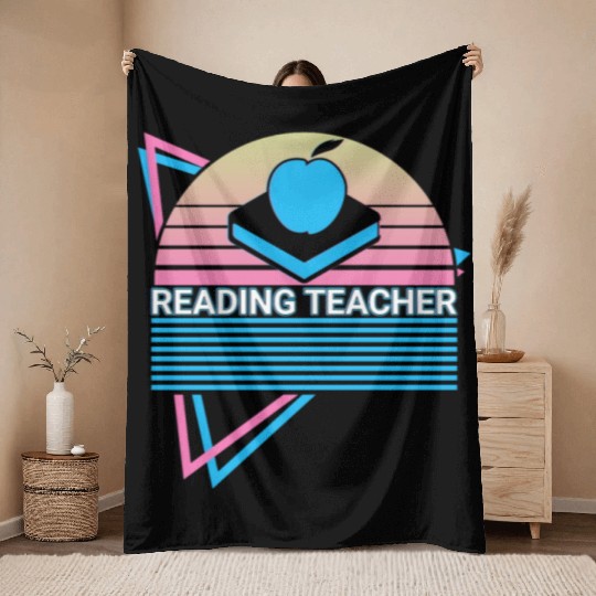 Reading Teacher Retro Throw Blankets