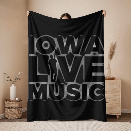 Iowa Live Music Support Gear Ghost Guitar Player Throw Blankets