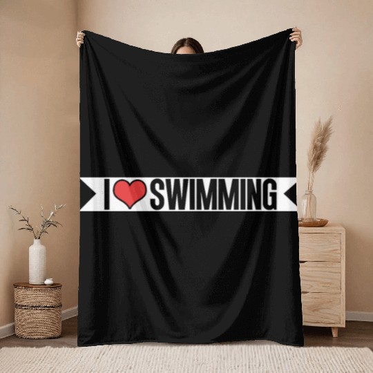 I Love Swimming Swimmer Swim Throw Blankets